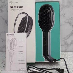 InStyler Glossie Ceramic Styling Brush - Fast & Easy Hair Straightening Detangle